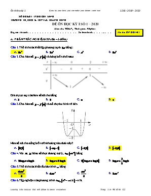 Đề ôn thi học kỳ I môn Toán Lớp 12 số 1 - Mã đề ÔN HKI-01 - Năm học 2019-2020 - Trường TH, THCS, THPT Lê Thánh Tông (Có đáp án)
